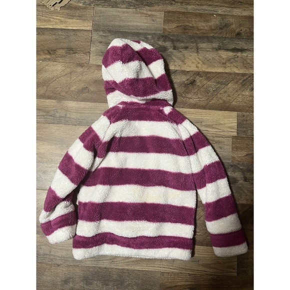 Girls Fleece Mini Boden Size 4-5 Quarter Zip Pullover Purple White Winter Fall - Picture 2 of 4